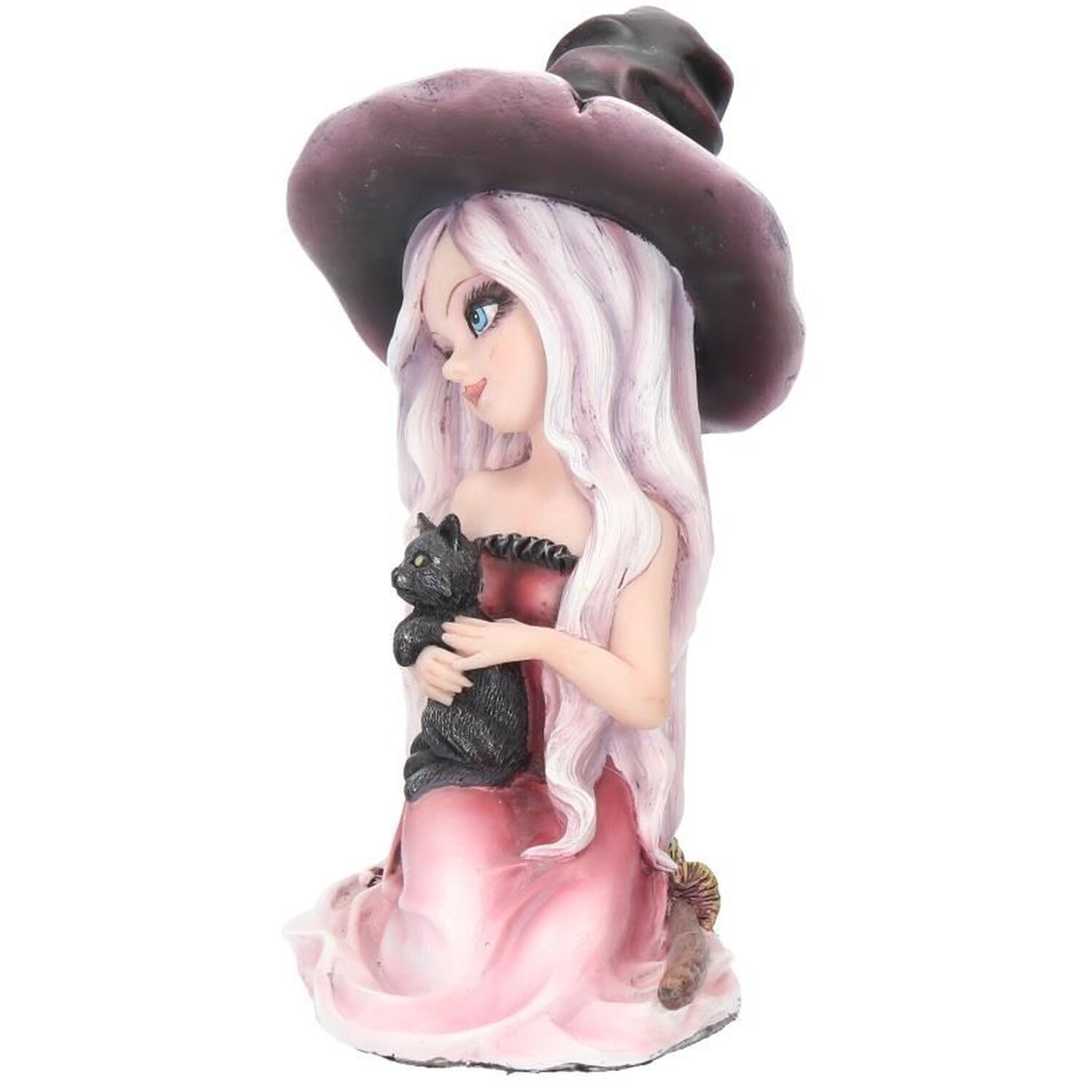 Rosa Figurine Witch Black Cat Ornament - 15cm