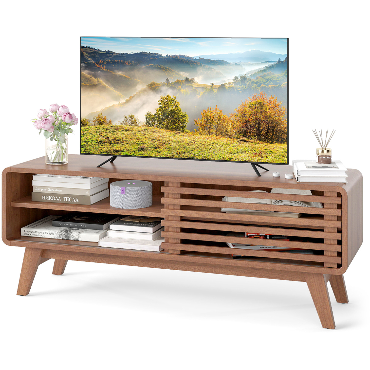 Modern Mid Century Tv Cabinet - Brown