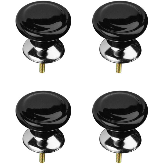 Set of 4 Classic Design Black Ceramic Drawer Knobs