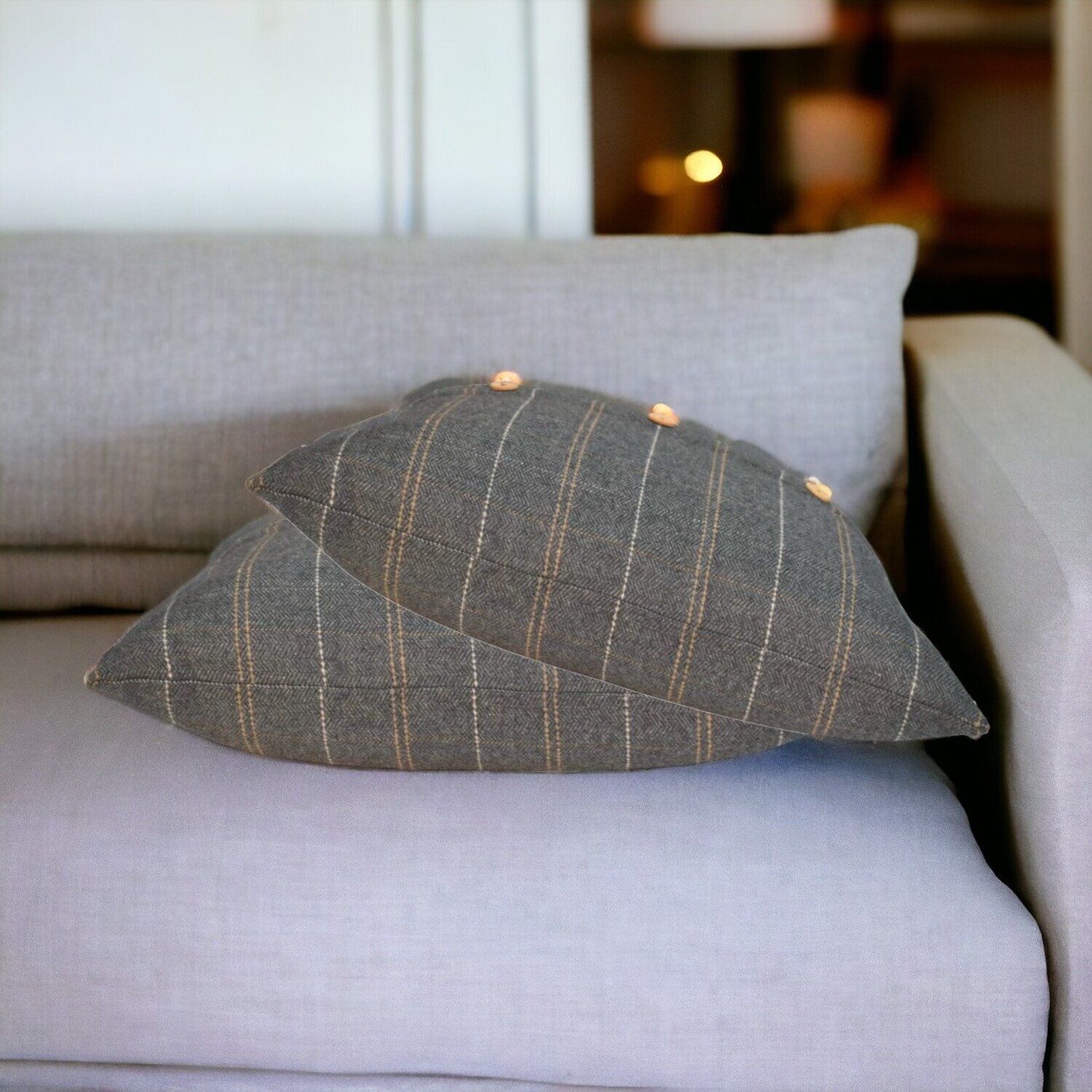 Artisan Furniture 2 Quinn Pewter Cushions, Dark Grey, Grey