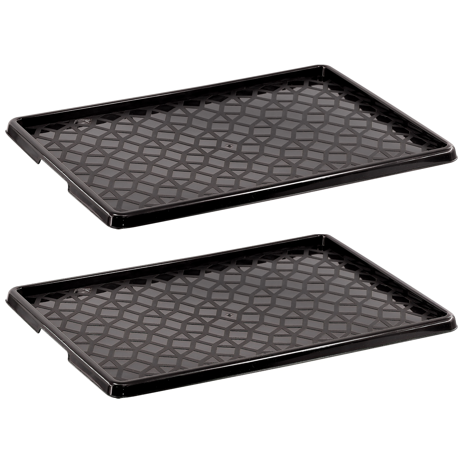 GEEZY Boot Tray Set of 2 Entryway Floor Protector Mat for Indoor Outdoor Use Black