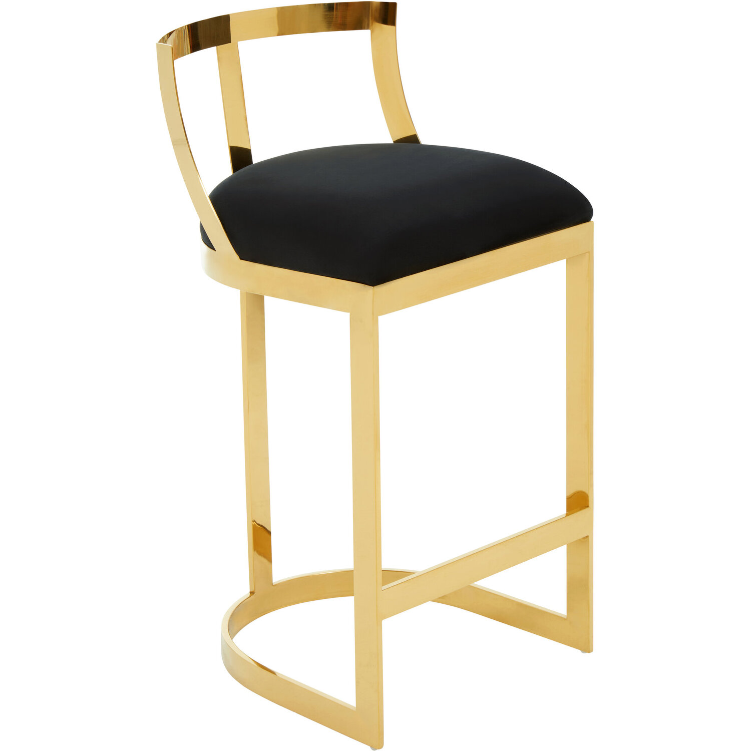 Azalea Black Velvet Bar Stool - Gold