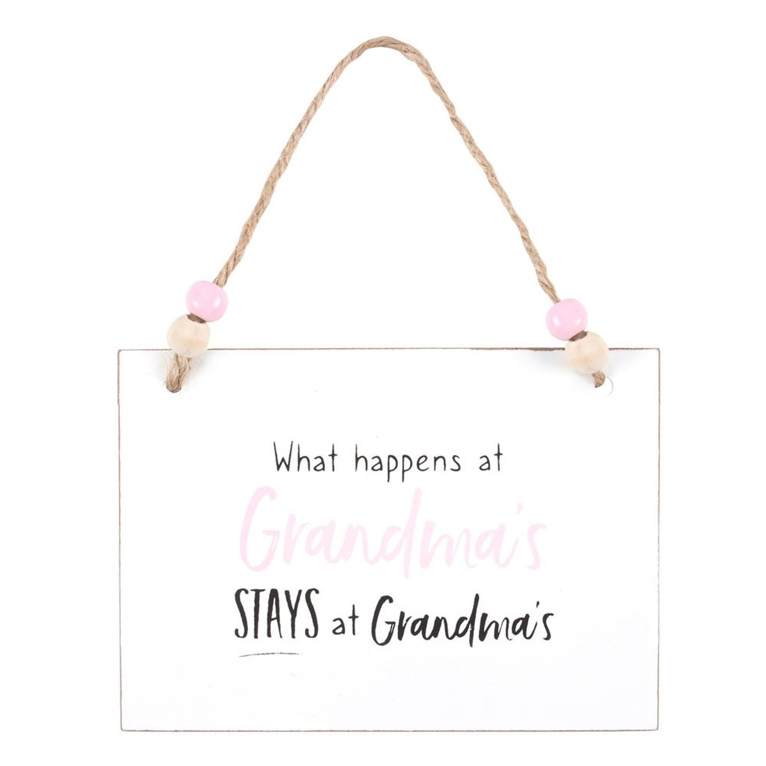 Something Different What Happens At Grandma´s Hanging Sign - White/Pink/Black - One Size
