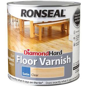 Ronseal Diamond Hard Floor Varnish Gloss 2.5 Litre - 8mÂ² Coverage, Non-Yellowing