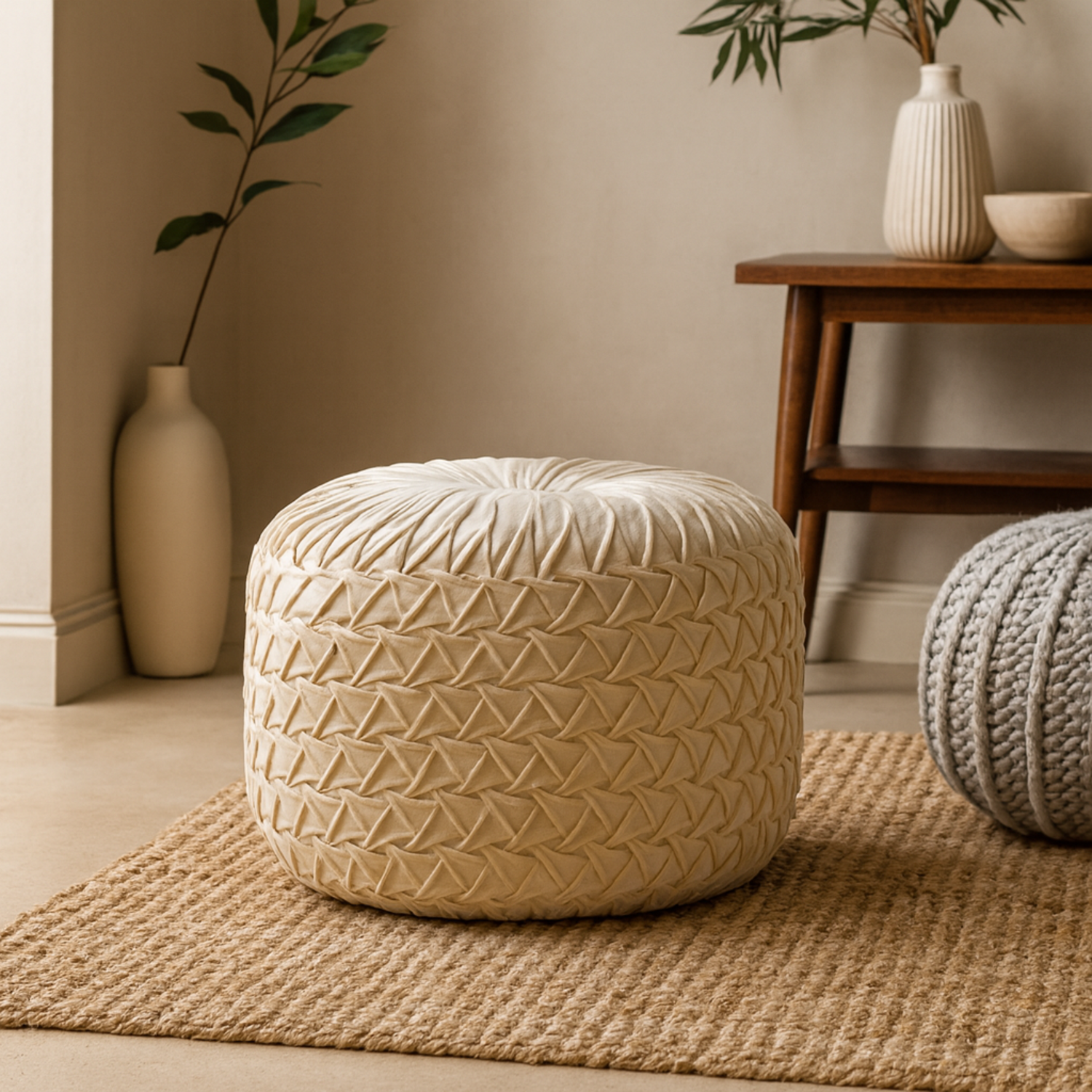 White Hart Pouffe - White