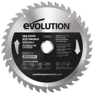 Evolution Fine Wood Mitre/Table Saw Blade 185 x 20mm x 40T