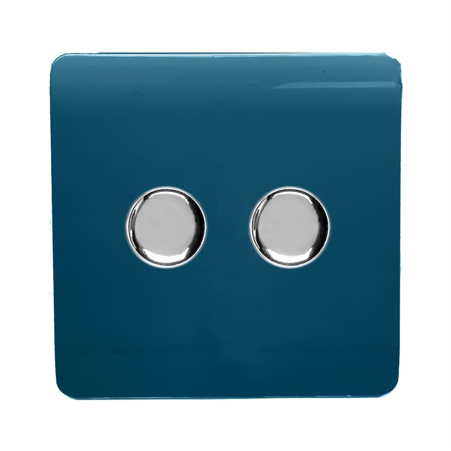 Trendi Artistic Modern Glossy Tactile 2 Gang 2 Way 120w LED Dimmer Switch Midnight Blue - Image 3