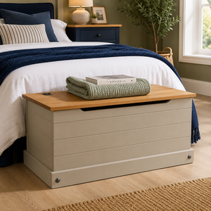 Corona Storage Chest Grey Ottoman Bedding Box Toy Chest