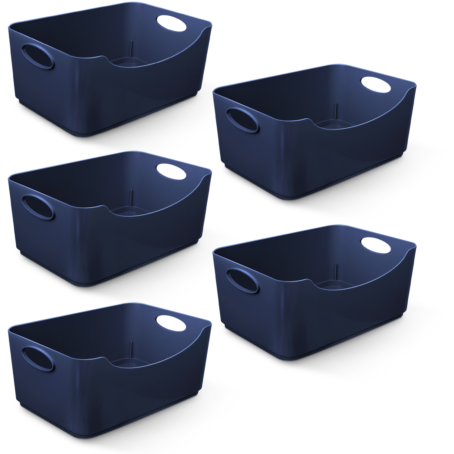 Keplin Plastic Storage Baskets With Handles - Navy / 5 / Set Of 5 Plastic Storage Baskets With Integrated Carry Handles; Bpa-Free Polypropylene; Dishwasher S - Image 2