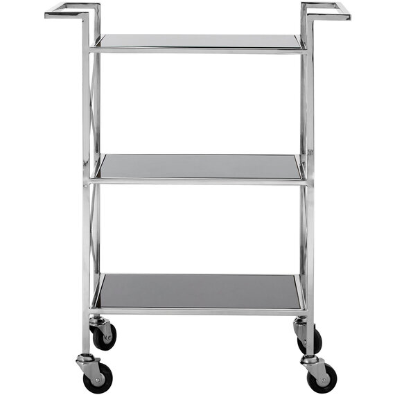 Hoffmann Black Mirrored Glass 3 Tier Trolley