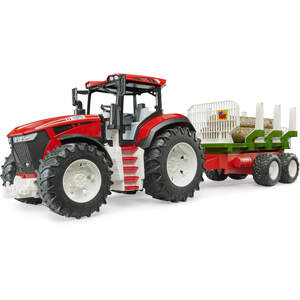 Bruder ROADMAX Tractor with forestry trailer and 3 trunks Farm Tractor Model