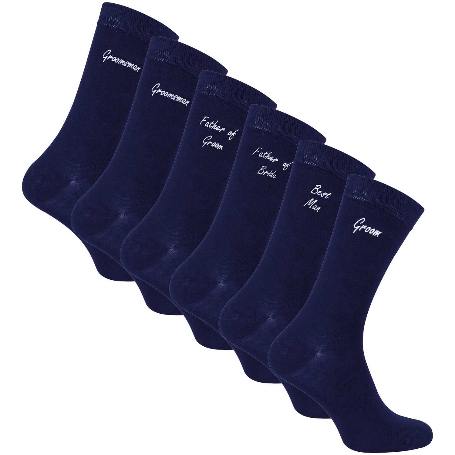 Sock Snob Men's Navy 6 Pairs Wedding Socks In Black & With A Giftbox | Size: 6-11 - Image 2