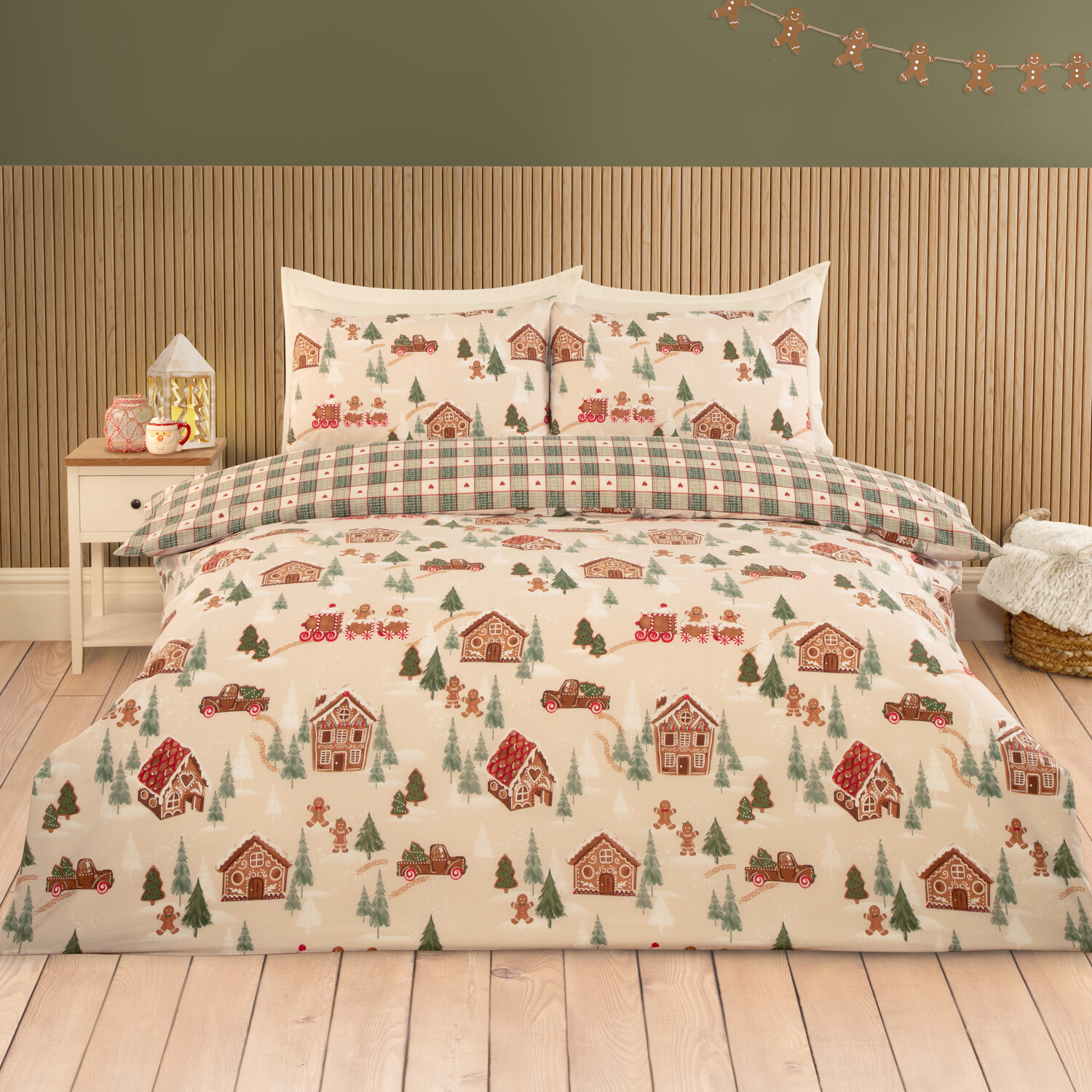 Gingerbread Town Duvet Set - Natural / King - Image 1