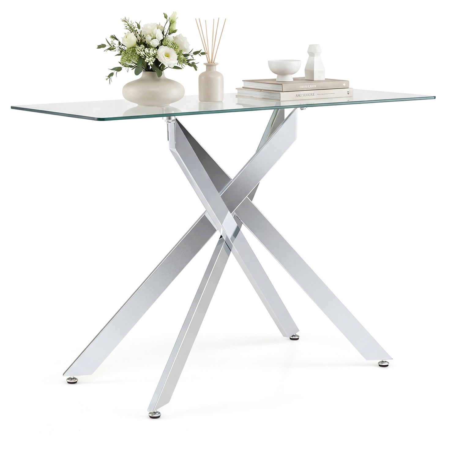 Costway Glass Console Table - Silver