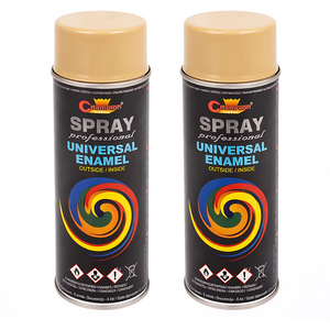 2 x 400 mL Beige (RAL 1001) Universal Gloss Enamel Spray Paint, Fast Drying