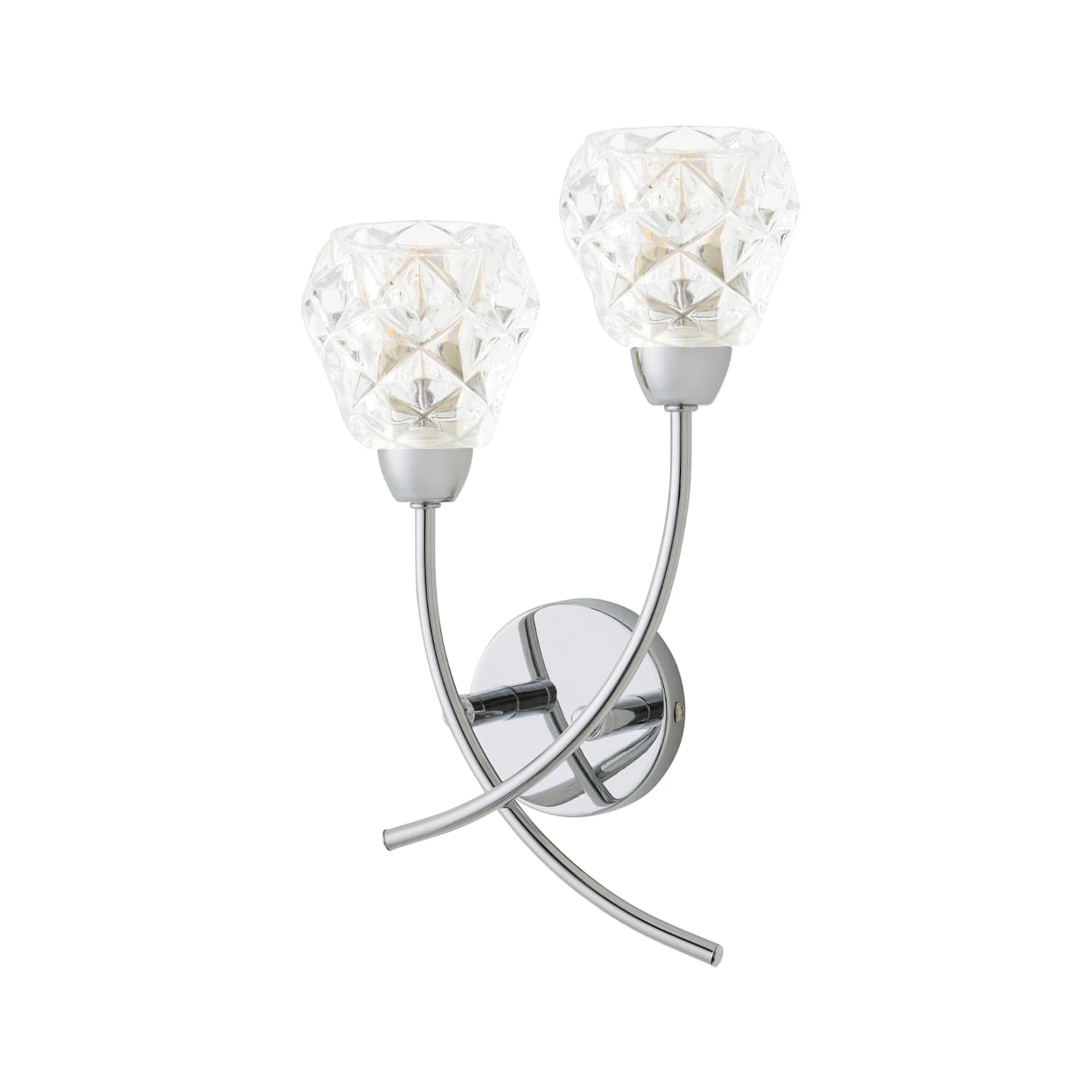 Valuelights Astley Chrome 2 Way Wall Light With Swirl Effect Shades / No - Chrome / 14W / 2