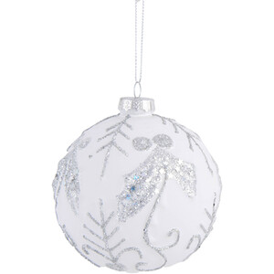 Silver Glitter Patterned Bauble