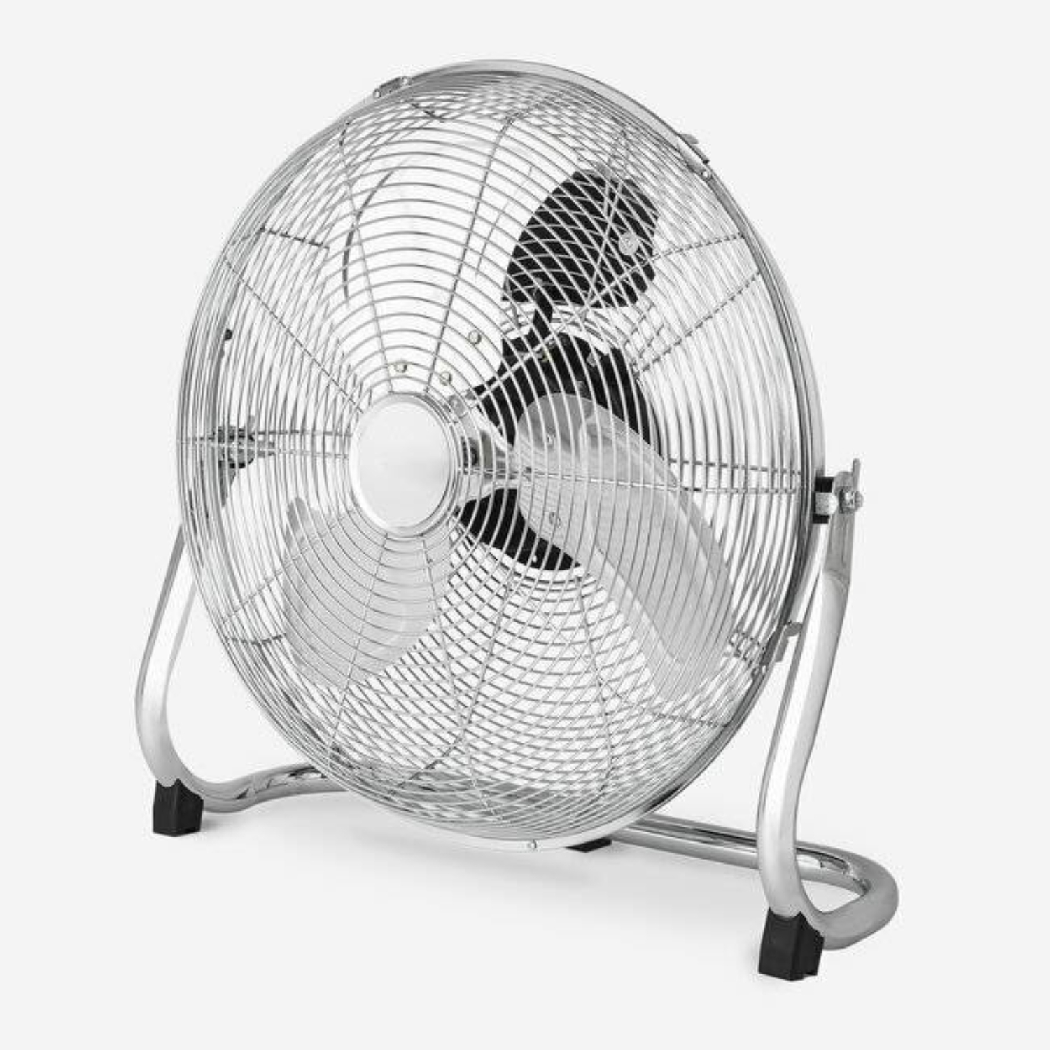 Dyzi 12 Inch Metal Floor Fan 50W 3 Speed Adjustable Tilt - Chrome