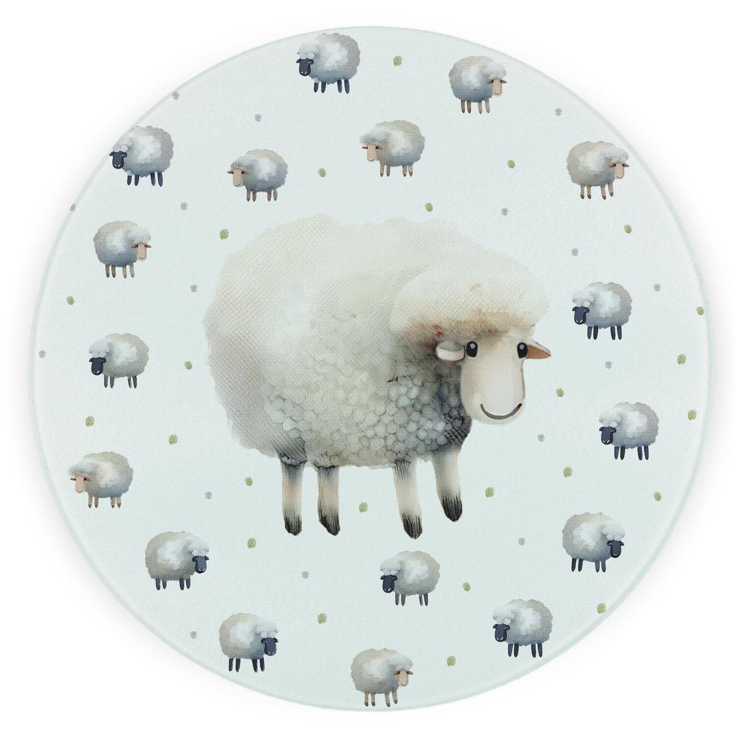 Image of Spring Sheep Round Worktop Protector -&hellip;