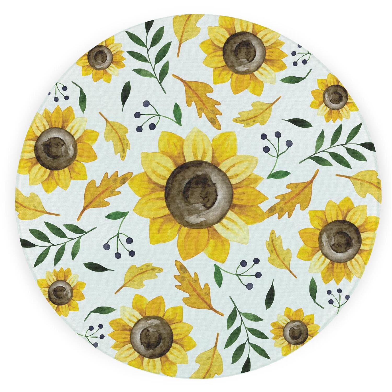 Image of Sunflowers Round Worktop Protector - Textured&hellip;
