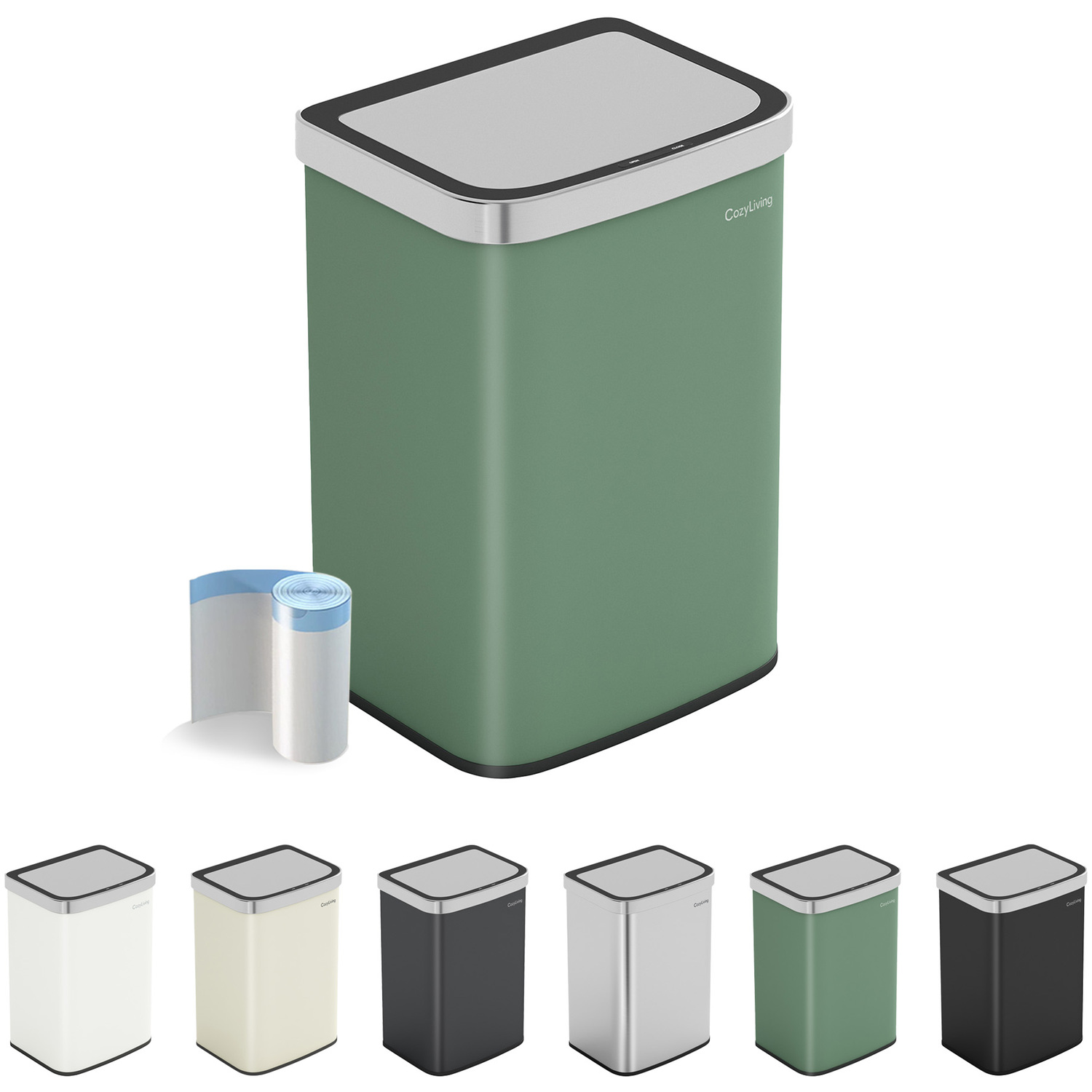 Mcc Direct Cozyliving 16L Automatic Sensor Waste Bin - Hands-Free Motion Activated - Green - Image 1