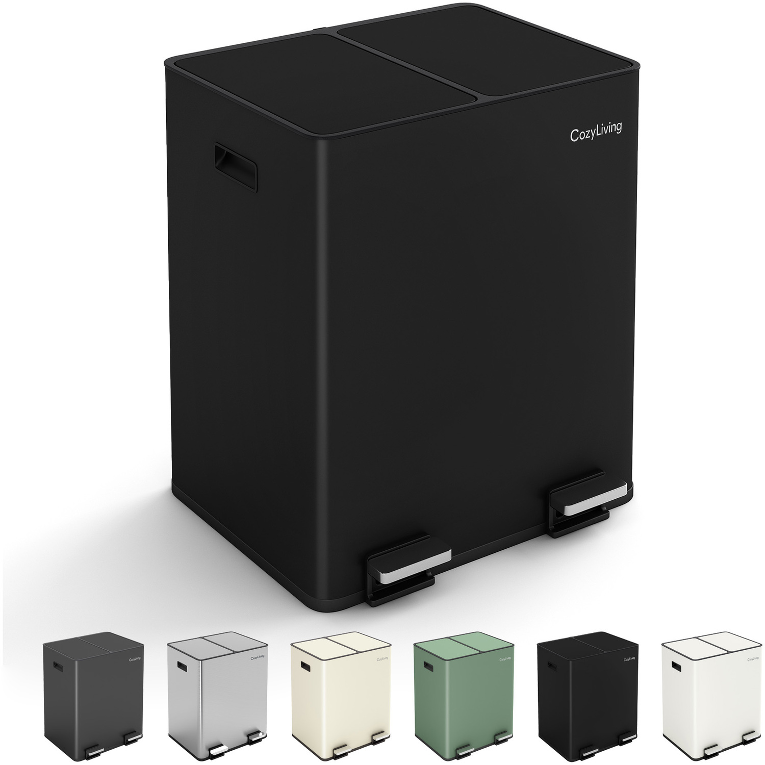 Mcc Direct Cozyliving 30L Dual Pedal Bin - 2 X 15L - Black