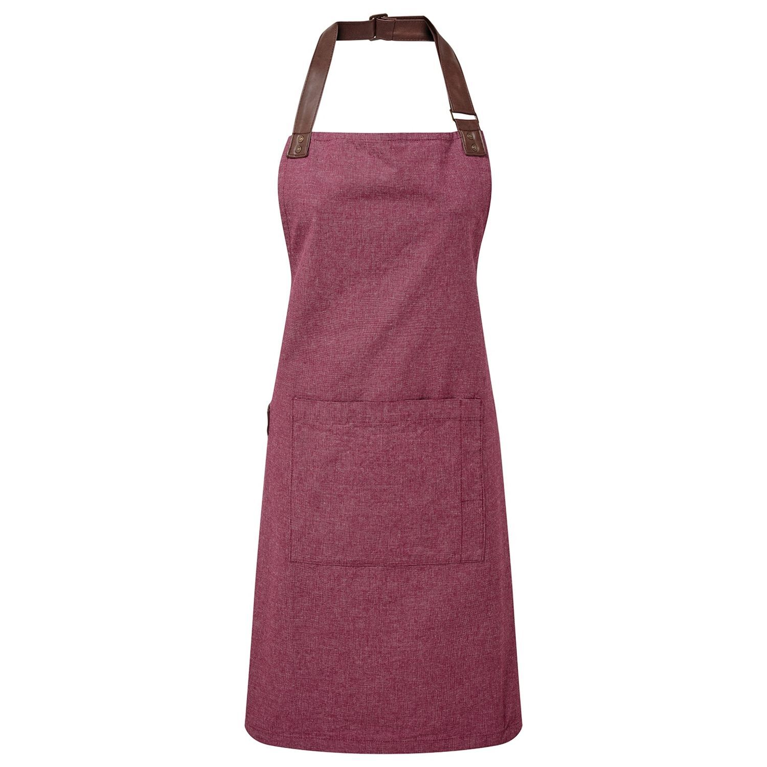 Premier Unisex Adult Annex Oxford Faux Leather Bibbed Full Apron - Burgundy