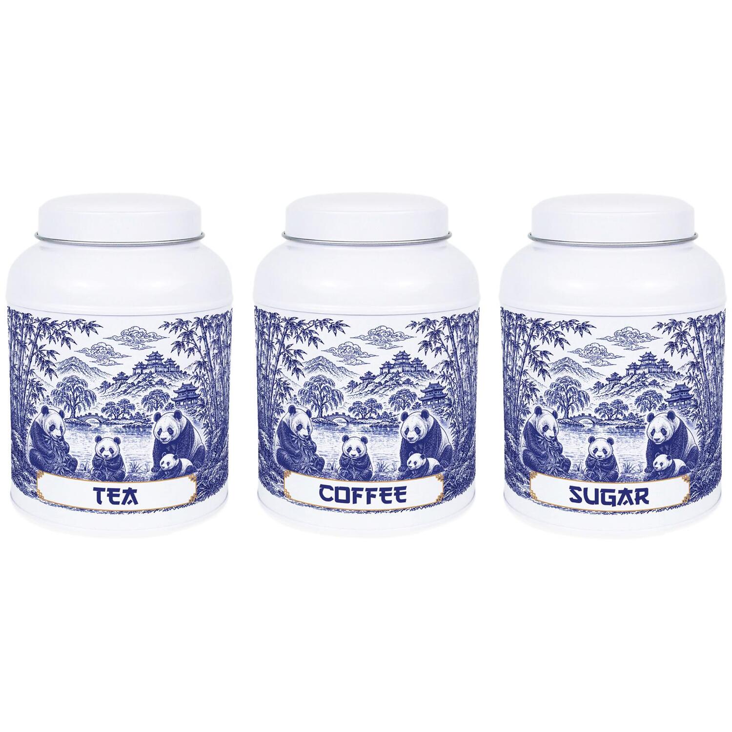 B&Q - Forest Pandas TeaCoffee & Sugar CanistersSmall Kitchen Storage Tins - Image 3