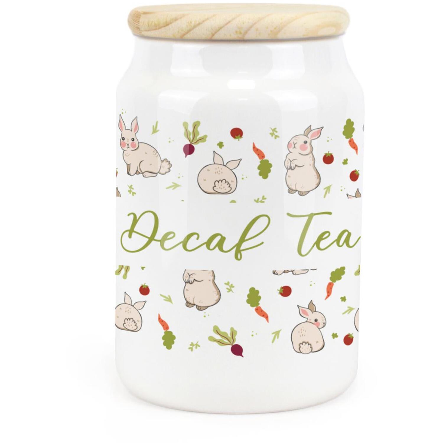 Purely Home Allotment Rabbits Ceramic Decaf Tea Storage Canister - Green - Image 1
