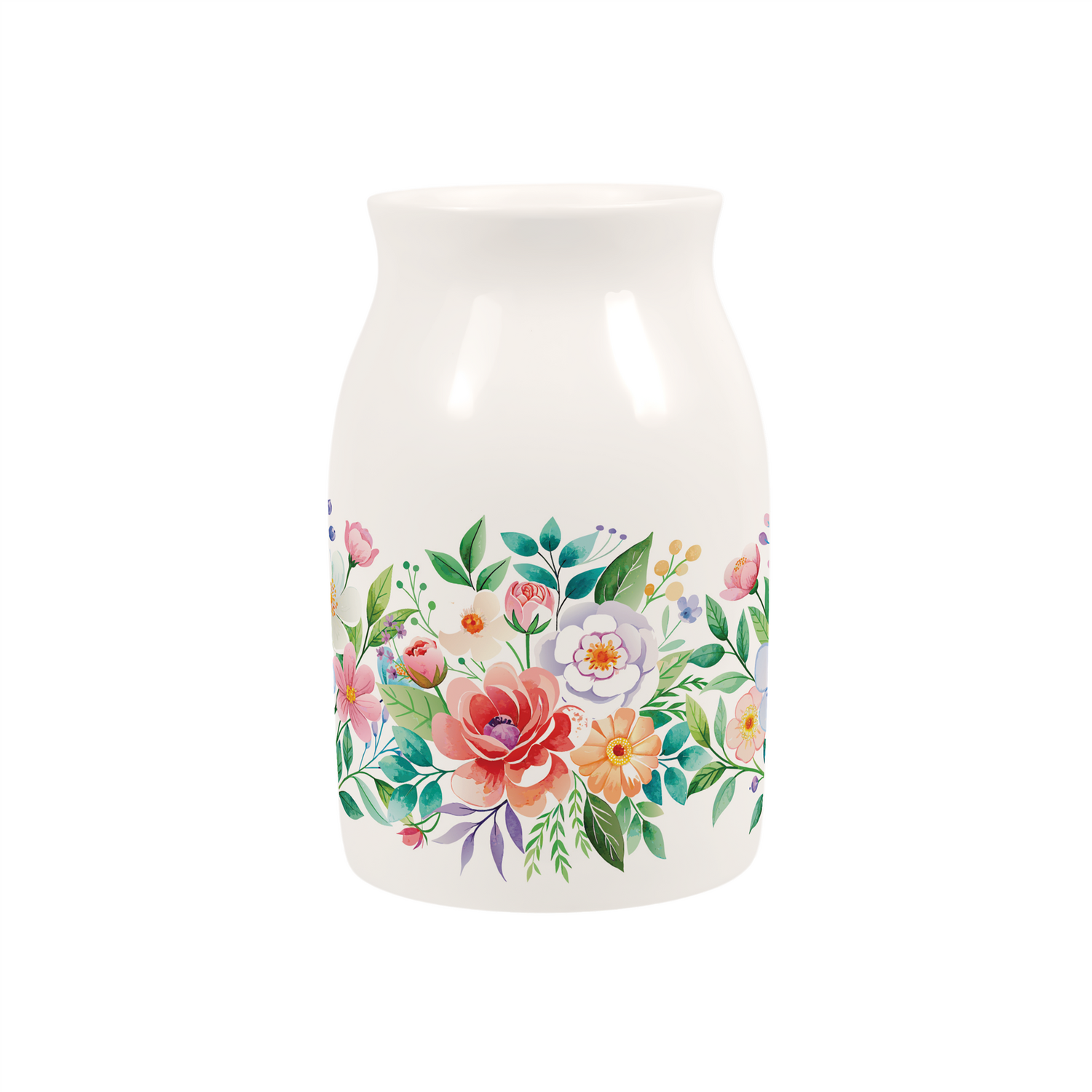 Floral Bouquet Small Porcelain Vase - Multicoloured