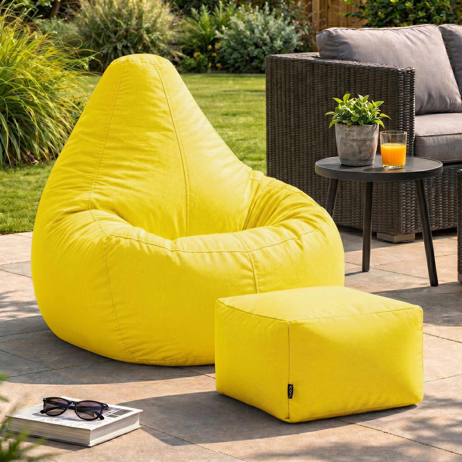 Icon Gaming Recliner Indoor And Outdoor Bean Bag With Footstool - Yellow