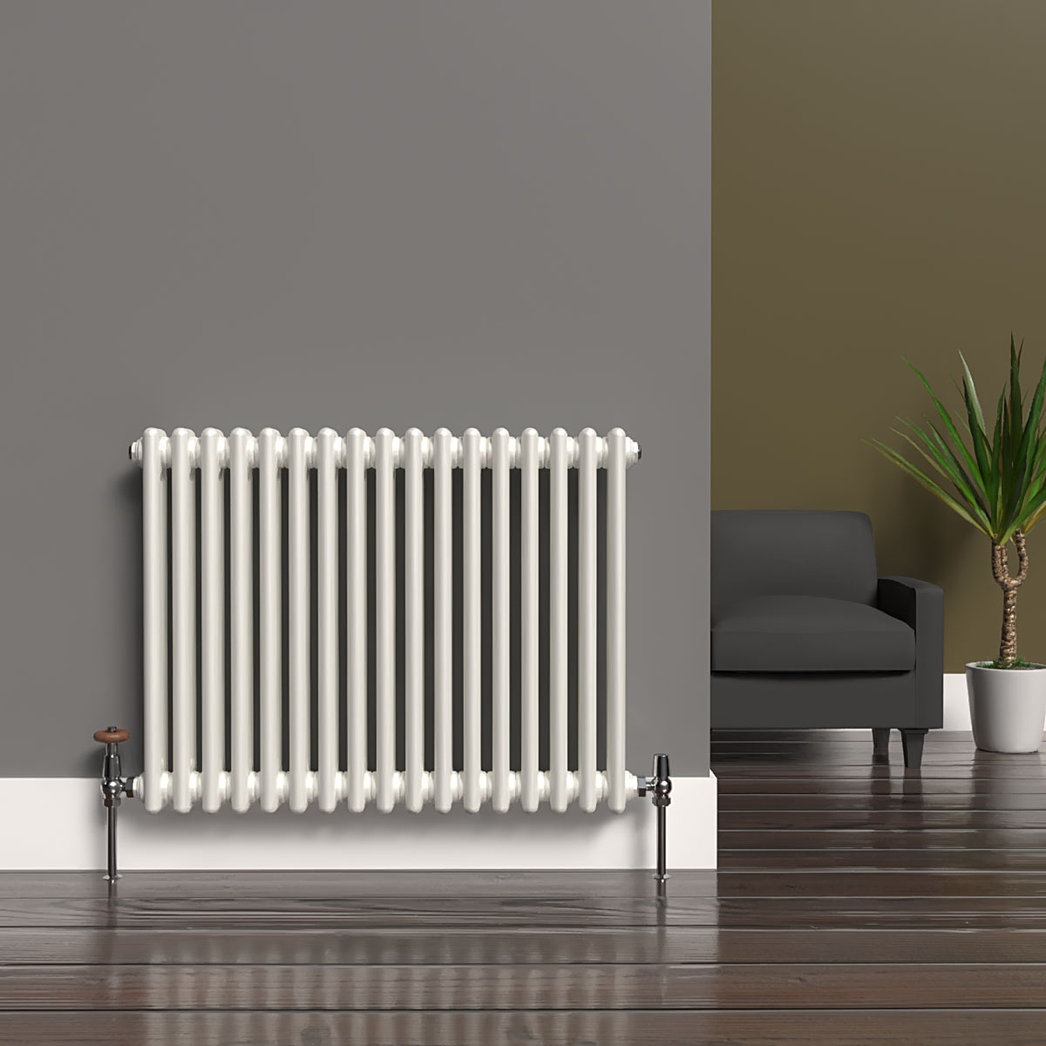 Lux Heat White Horizontal 2 Column Traditional Radiator 600mm (H) x 785mm (W) - Image 2