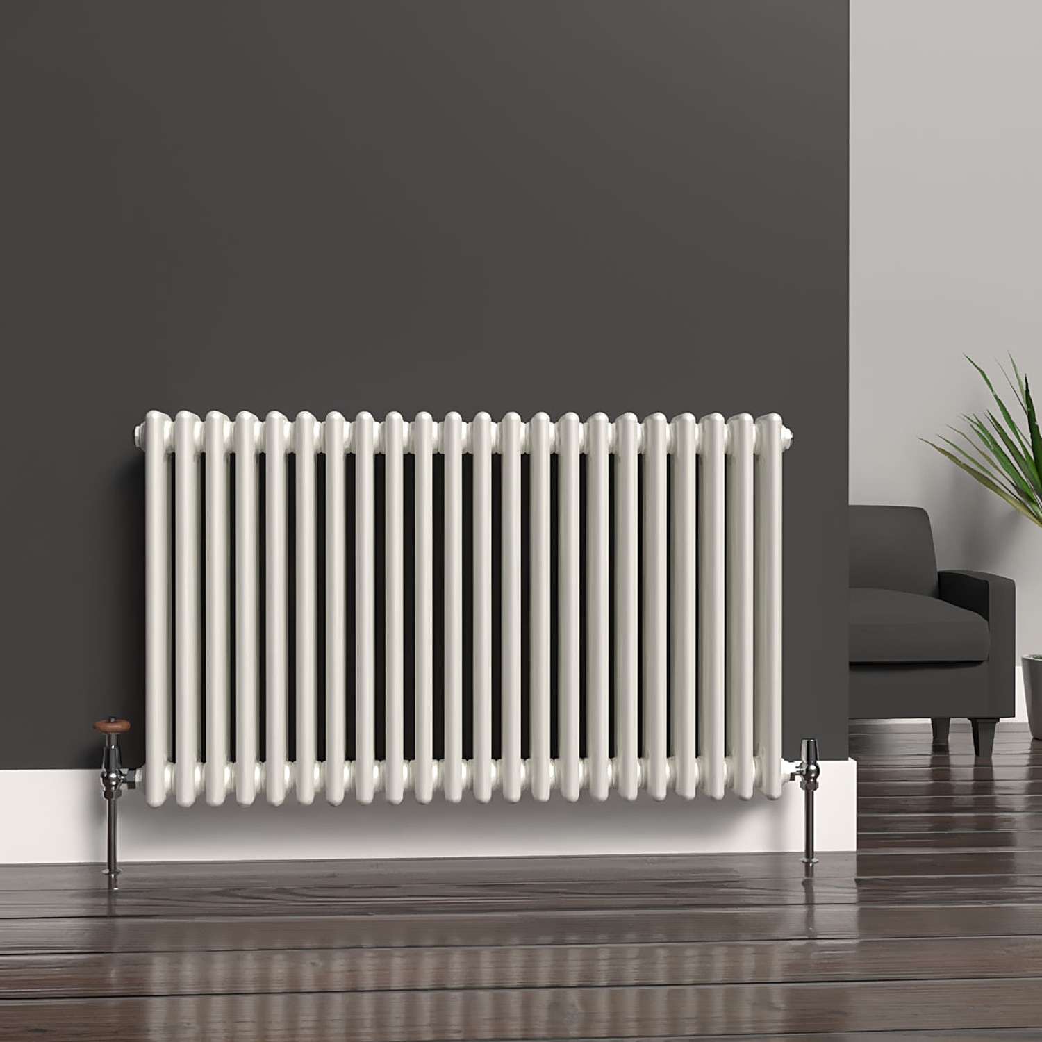 Lux Heat Horizontal 3 Column Radiator - White - 600 Mm X 1010 Mm. - White - Image 2