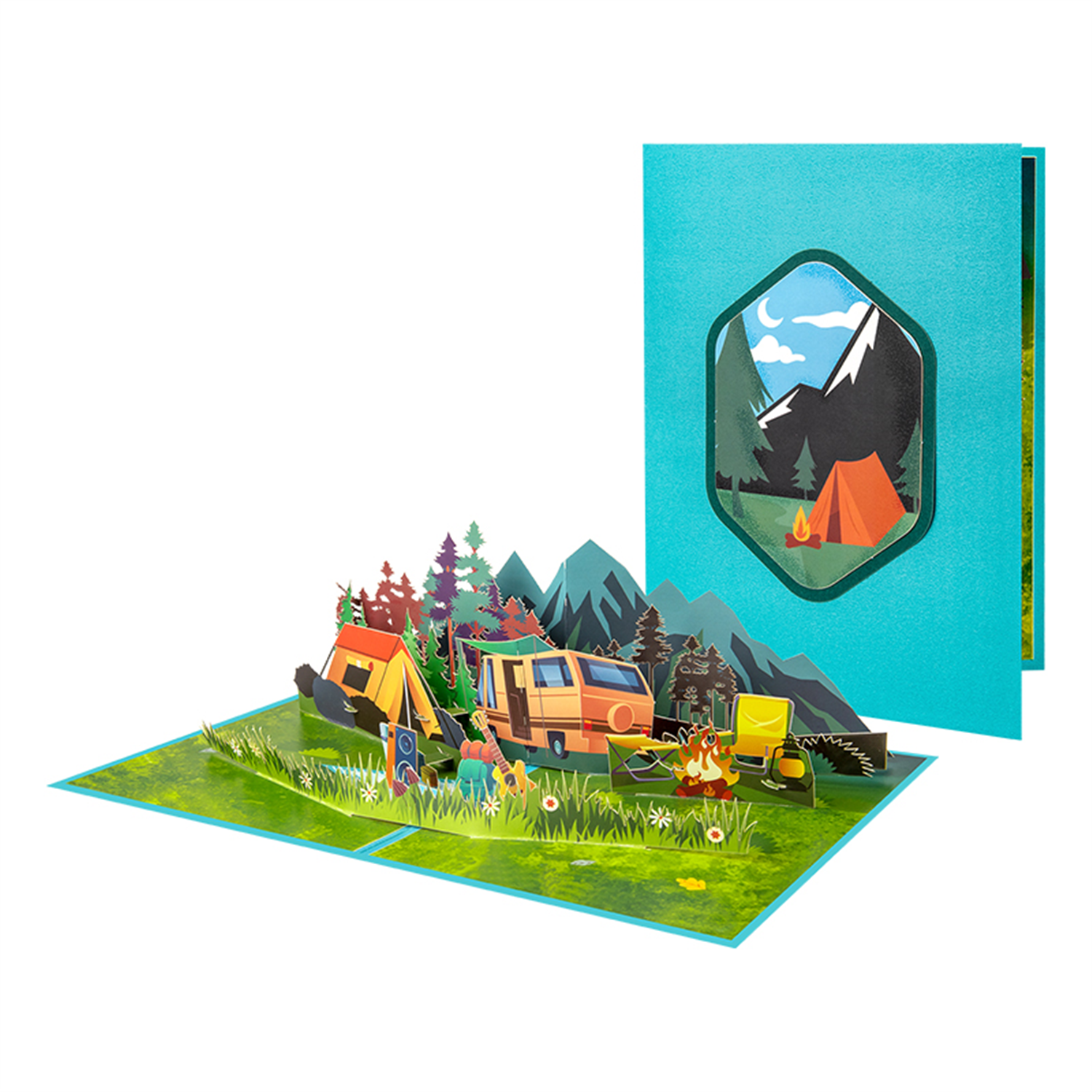 Brightfeel Campfire Moments 3D Forest Camping Pop Up Greeting Card - White - Image 1