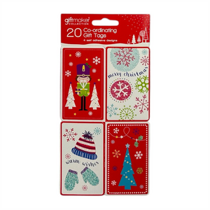 Pack of 20 Coordinating Festive Fun Design Self Adhesive Christmas Gift Tag