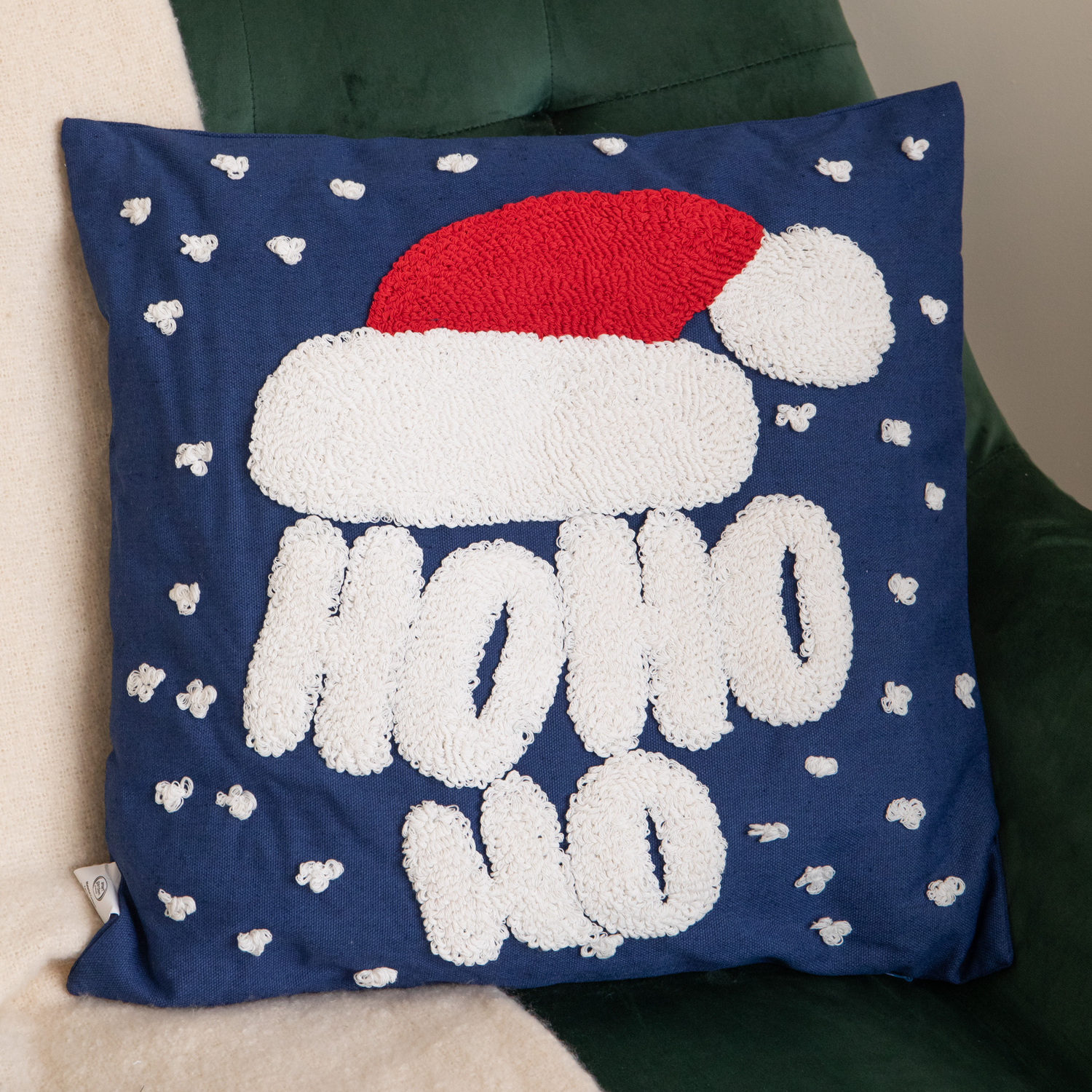 Rackhams Dark/Blue 44Cm Ho Ho Ho Santa Hat Soft Christmas Decorative Cushion - Image 3