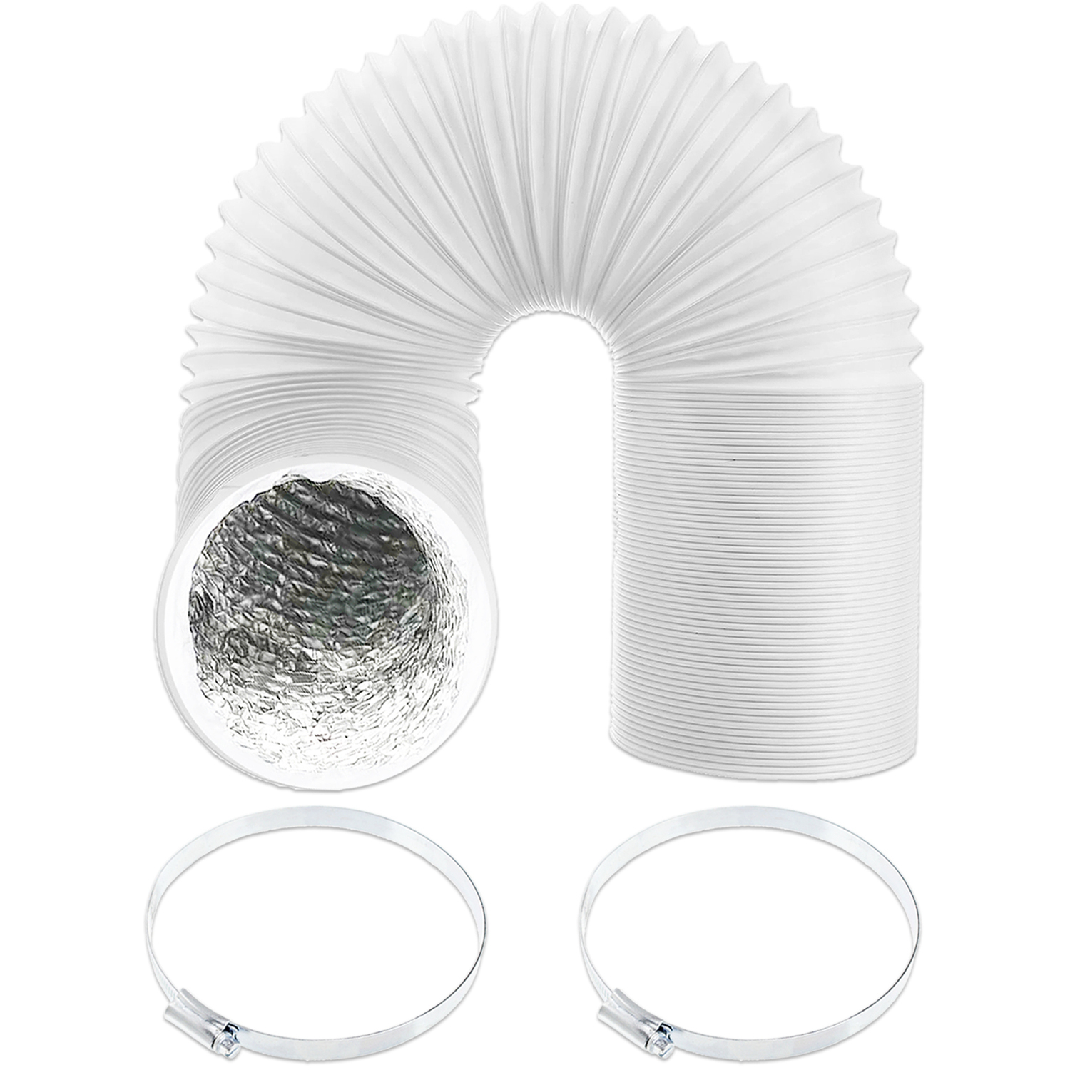 B&Q - Universal Insulated Vent Hose 5" X 3M Flexible Pvc Aluminium Foil Lined Duct Outlet Pipe + Clamp Clips - Image 3