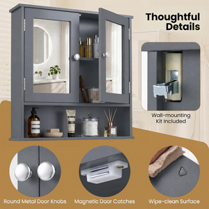 Costway Medicine Cabinet Wall Mount with Mirror and Adjustable Shelf