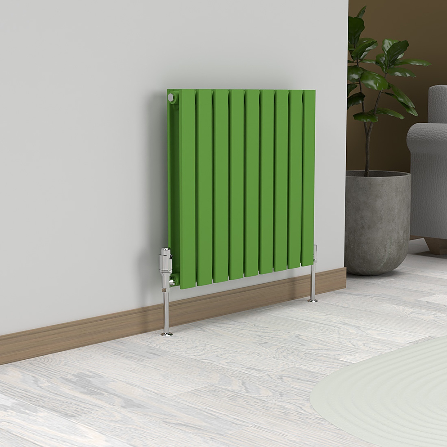 Lux Heat Flat Horizontal Coloured Radiator-Apple Green-600Mm X 630Mm (Double) - Apple Green