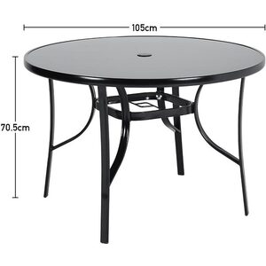 Black / 1*105CM Round Table and 4*Folding Chairs Garden Table and Chair Outdoor Bistro Set shot 19232699