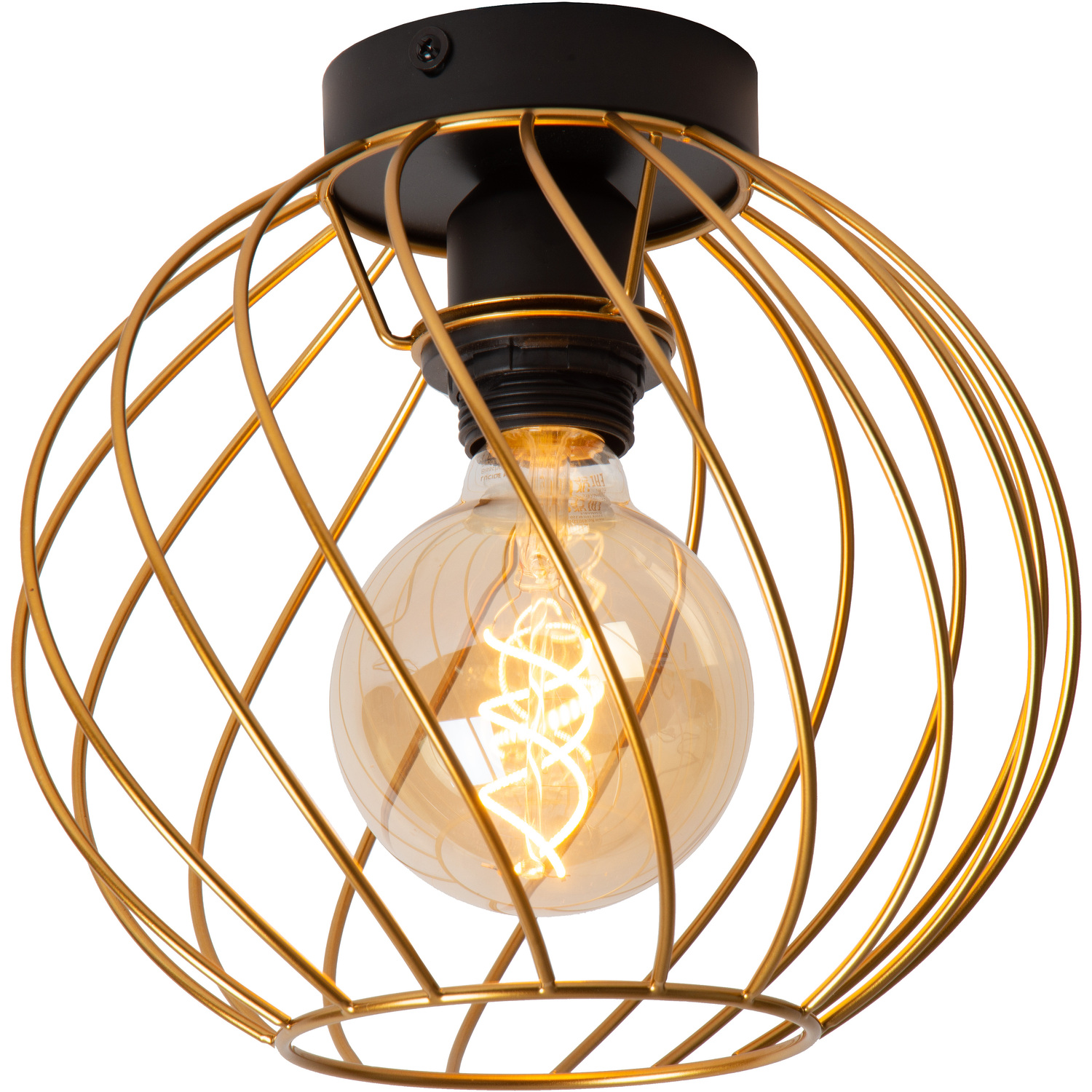 Lucide Danza Ceiling Light, Cage Lampshade, Ø 25 Cm, Gold - Image 3