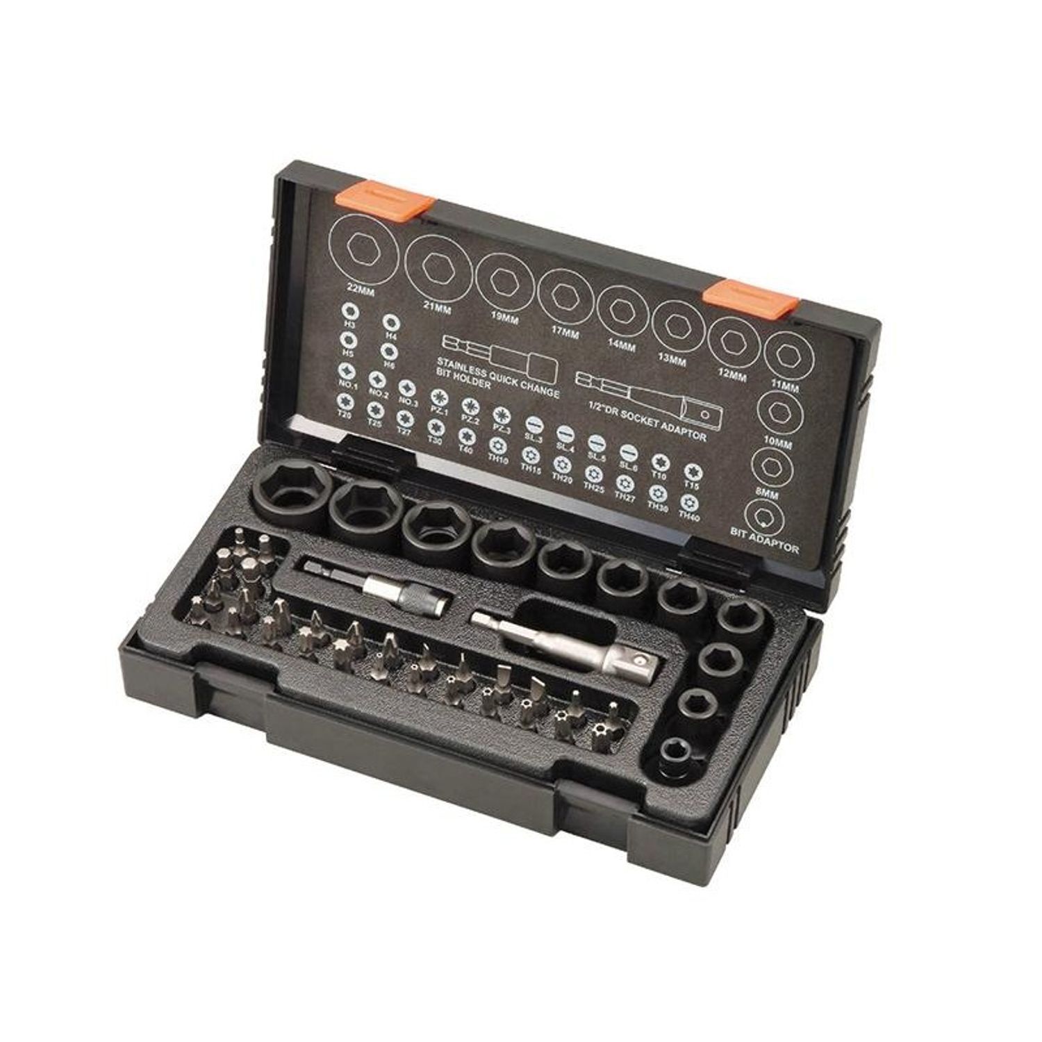 Hikoki Metric 1/2In Drive Impact Socket & Bit Set, 41 Piece - Multi Colour