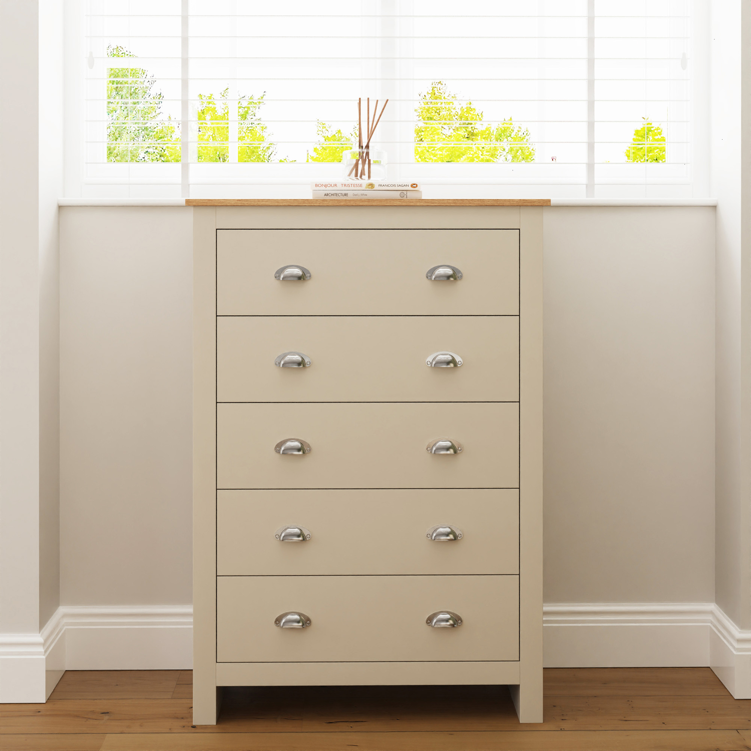 Lancaster 5 Drawer Chest Of Drawers - Wilko Cream Gfw - Image 4