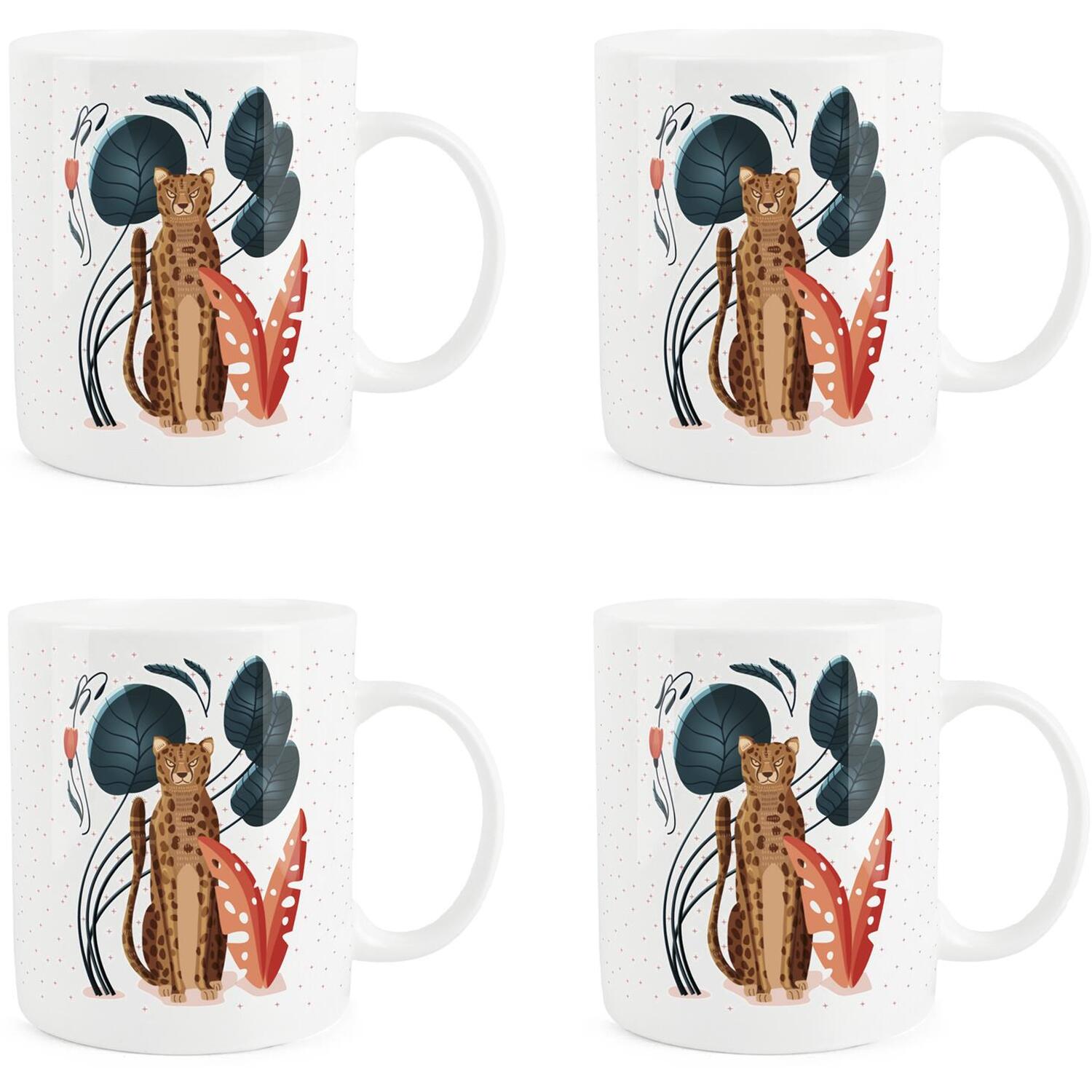 Exotic Cheetah Mugs - Jungle Gift for Animal Lovers Bone China Cups Set of 4 - Image 2