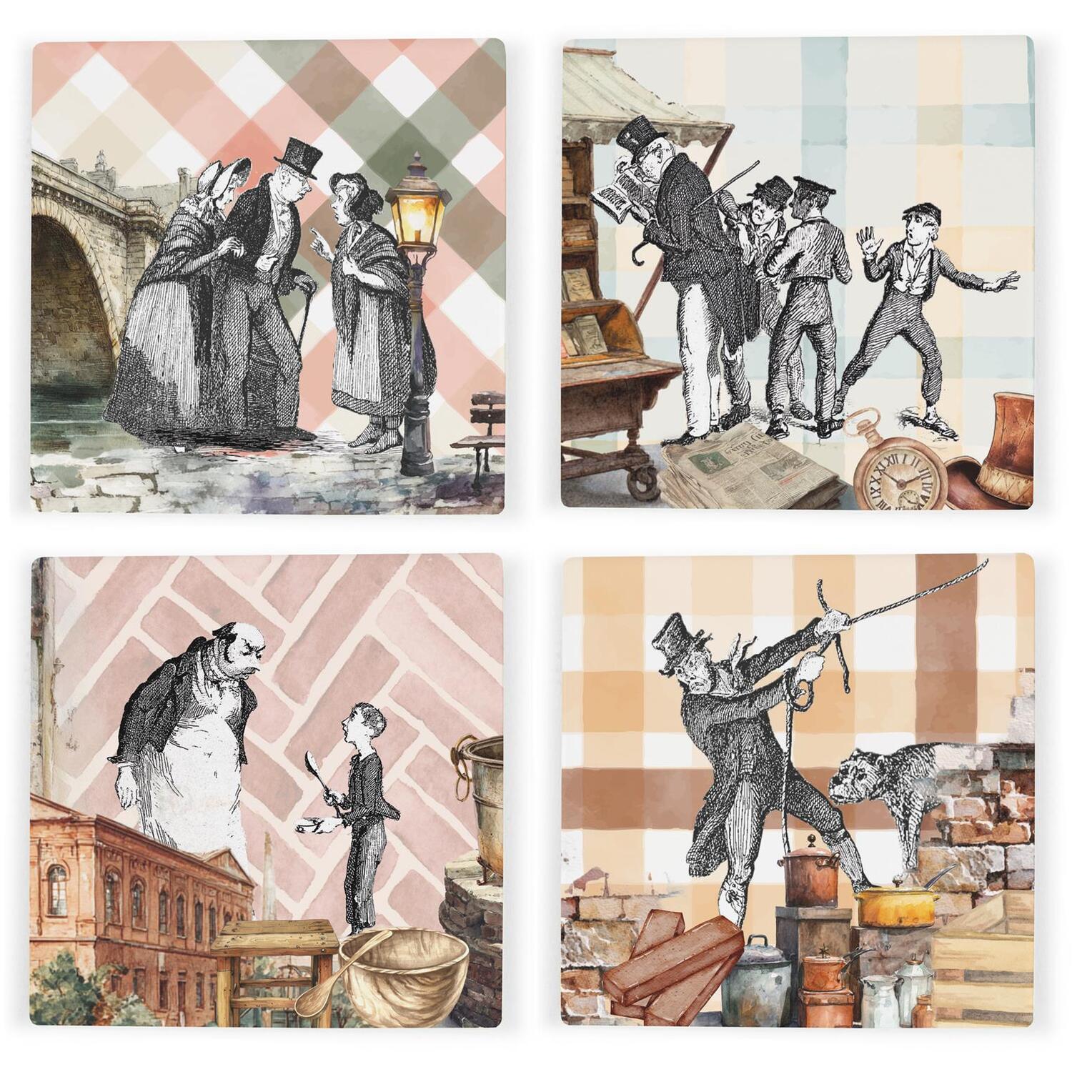 Oliver Twist Ceramic Set of 4 Coasters - Fun Book Theme Tableware Gifts - Image 2