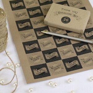 Kraft Envelope Thank You Set Brown and Black