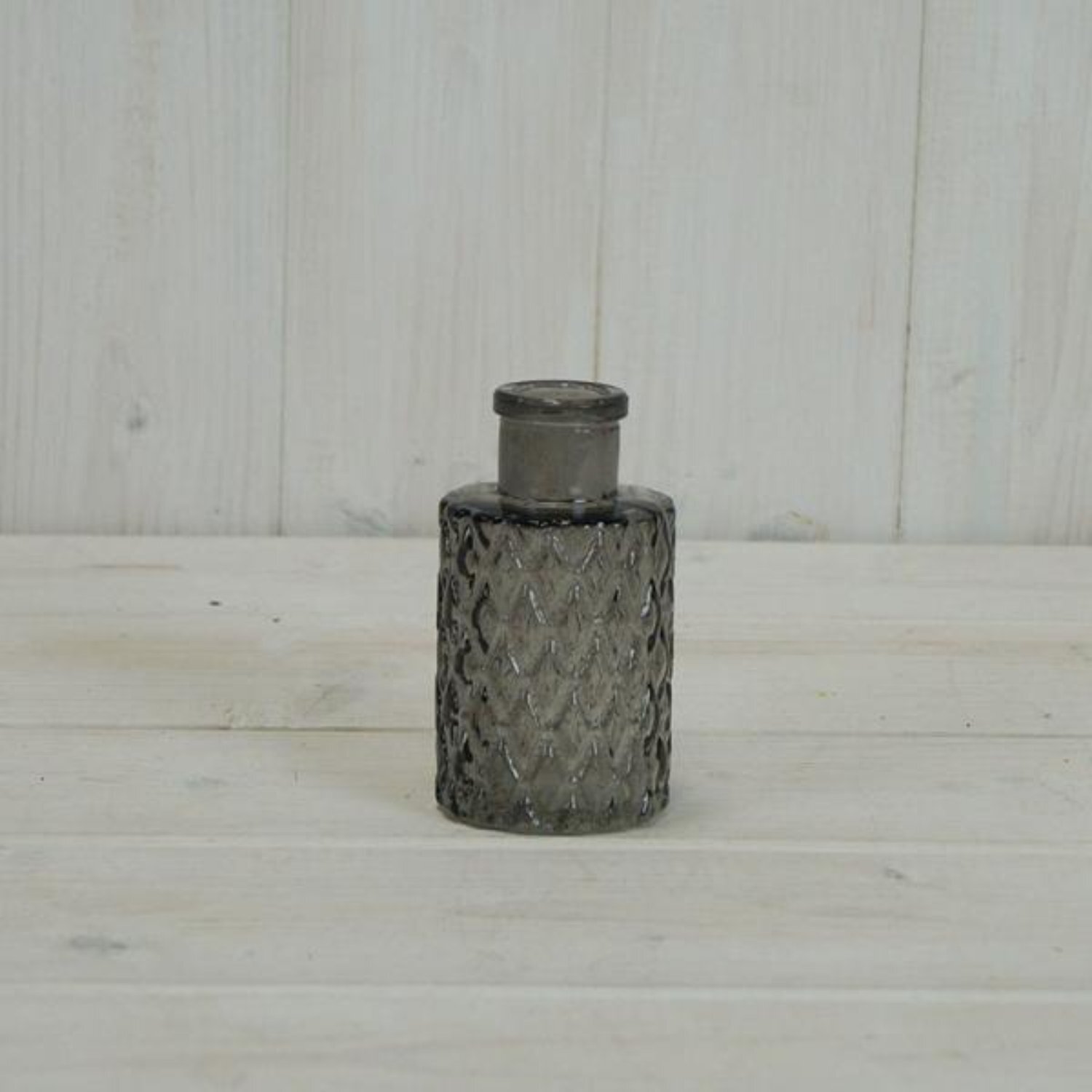 Kdmd Smoky Grey Mini Geometric Glass Bottle - Grey