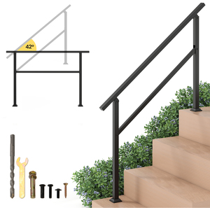 Costway Handrail Steps Metal Hand Rail