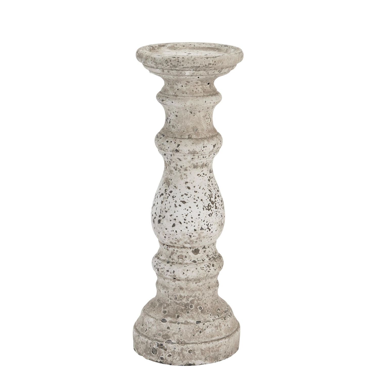 Hill Interiors Ceramic Column Candle Holder A - Stone