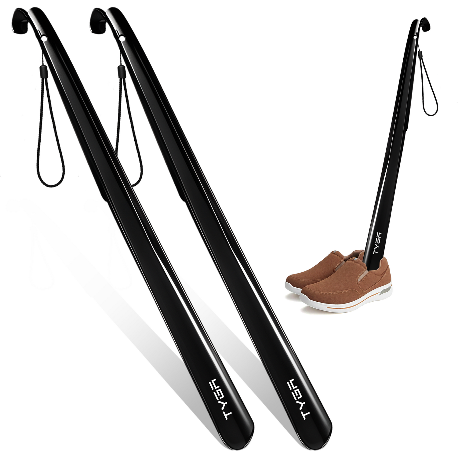 Tyga Pack Of 2 Extra Long Plastic Shoe Horn - Black - Image 3
